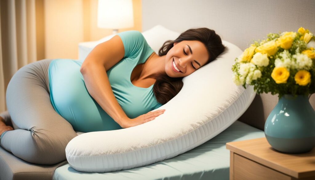 comfortable sleep with boppy pregnancy pillow