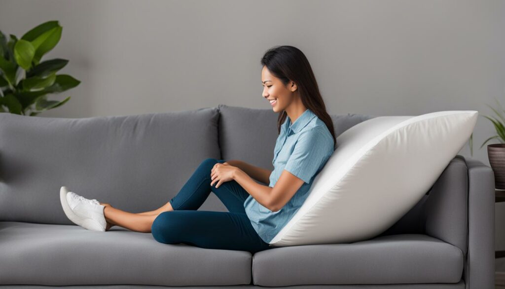 wedge pillow as a backrest for lower back pain