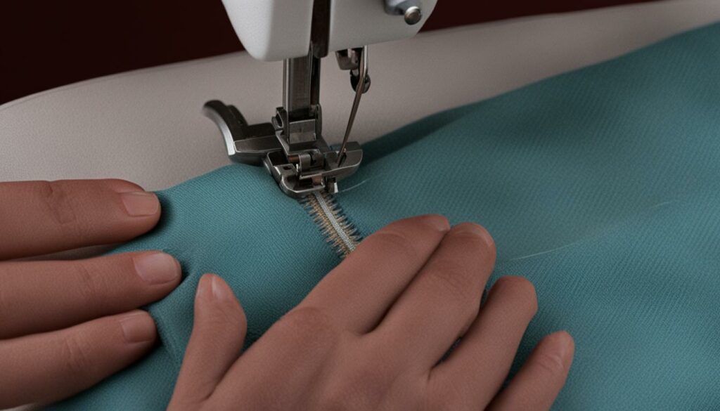 sewing a zipper into a pillowcase