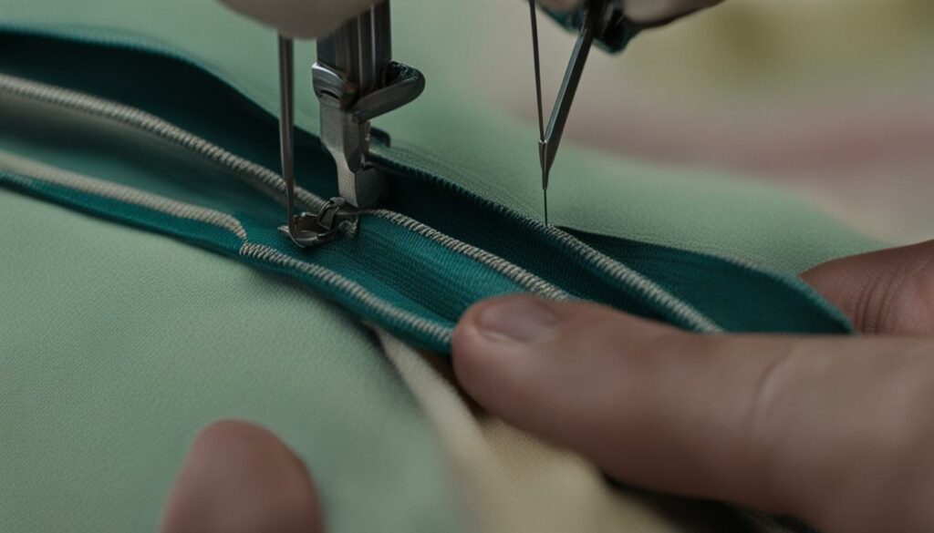 sewing a zipper into a pillowcase