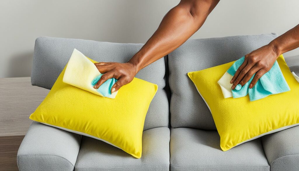 cleaning yellow pillows