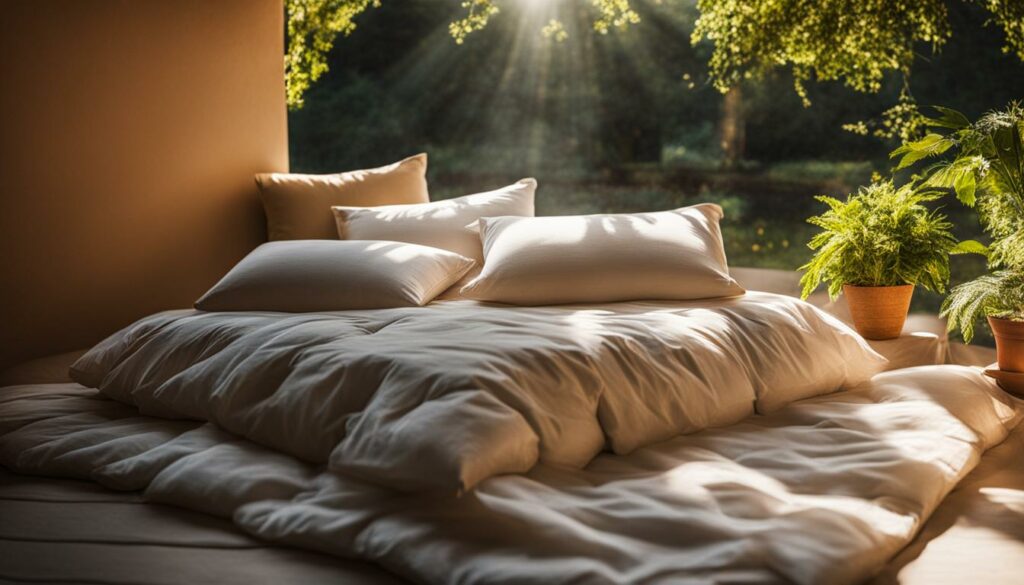 leaving pillows in the sun for fluffing